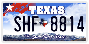 SHF8814  license plate in TX