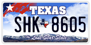 SHK8605 license plate in Texas