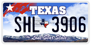 SHL3906 license plate in Texas