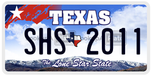 SHS2011 license plate in Texas