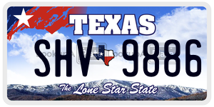 SHV9886 license plate in Texas