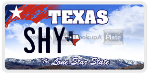 SHY license plate in Texas