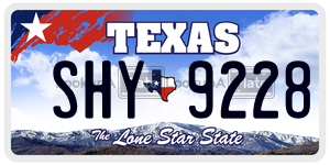SHY9228 license plate in Texas