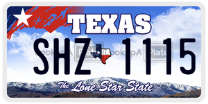 SHZ1115 license plate in Texas
