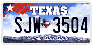 SJW3504  license plate in TX