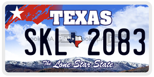 SKL2083 license plate in Texas