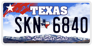 SKN6840 license plate in Texas