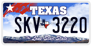 SKV3220 license plate in Texas