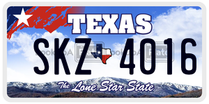 SKZ4016 license plate in Texas