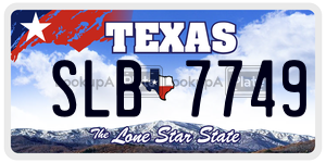 SLB7749 license plate in Texas