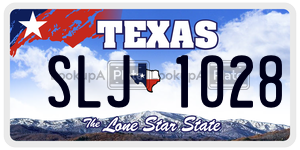 SLJ1028 license plate in Texas