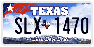 SLX1470 license plate in Texas