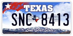 SNC8413 license plate in Texas