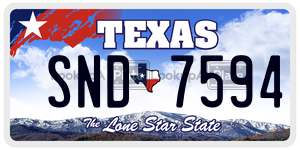 SND7594 license plate in Texas