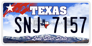 SNJ7157 license plate in Texas