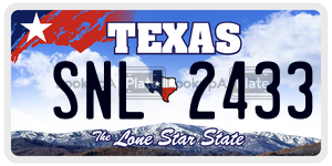 SNL2433  license plate in TX