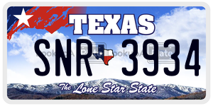 SNR3934 license plate in Texas