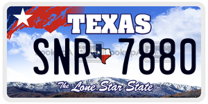 SNR7880 license plate in Texas