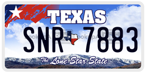 SNR7883 license plate in Texas