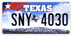 SNY4030 license plate in Texas
