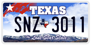 SNZ3011  license plate in TX
