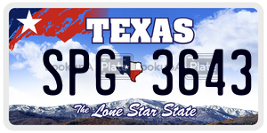 SPG3643 license plate in Texas