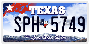 SPH5749 license plate in Texas