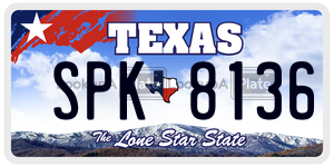 SPK8136 license plate in Texas