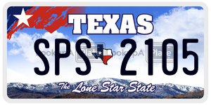 SPS2105  license plate in TX