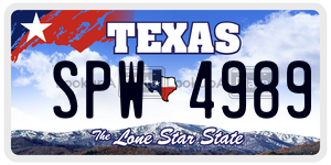 SPW4989 license plate in Texas