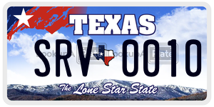 SRV0010 license plate in Texas
