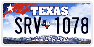SRV1078 license plate in Texas