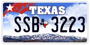 SSB3223 license plate in Texas