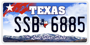 SSB6885 license plate in Texas