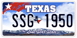 SSG1950 license plate in Texas