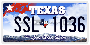 SSL1036 license plate in Texas