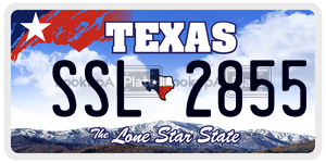 SSL2855 license plate in Texas