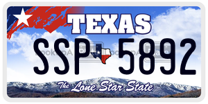 SSP5892 license plate in Texas