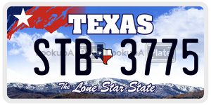 STB3775 license plate in Texas