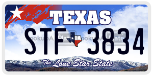 STF3834 license plate in Texas