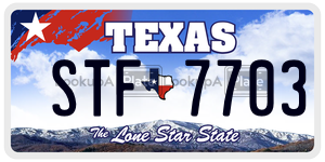 STF7703 license plate in Texas