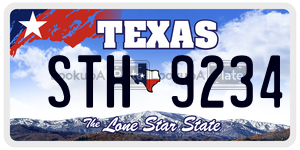 STH9234 license plate in Texas