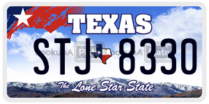 STJ8330 license plate in Texas