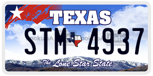 STM4937 license plate in Texas