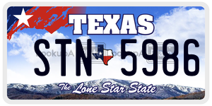 STN5986 license plate in Texas
