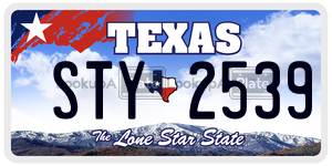 STY2539 license plate in Texas