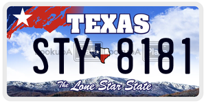 STY8181 license plate in Texas
