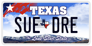 SUEDRE license plate in Texas