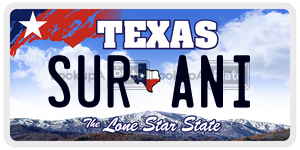 SURANI license plate in Texas