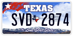 SVD2874 license plate in Texas